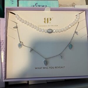 Elegant Silver and White Necklace Set